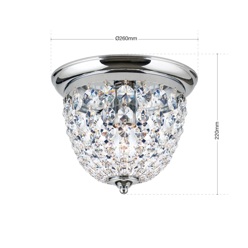 Kristallist laevalgusti PLAFOND 1xE27/40W/230V d. 26 cm läikiv kroom