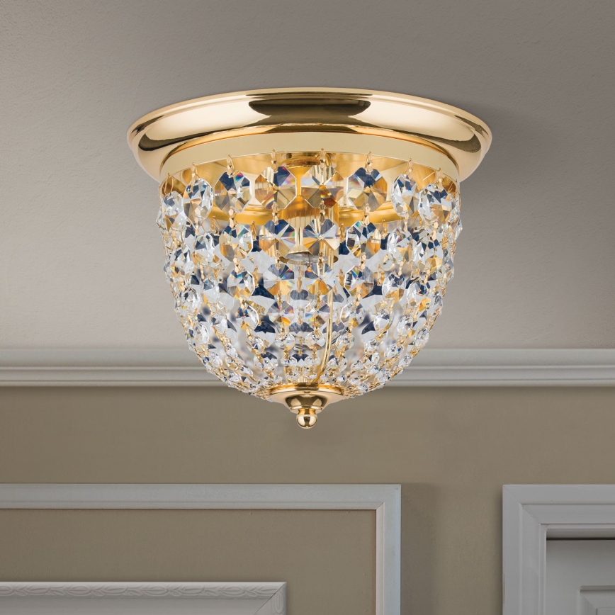 Kristallist laevalgusti PLAFOND 1xE27/40W/230V d. 26 cm kuldne