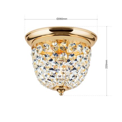 Kristallist laevalgusti PLAFOND 1xE27/40W/230V d. 26 cm kuldne