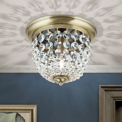 Kristallist laevalgusti PLAFOND 1xE27/40W/230V d. 26 cm pronks
