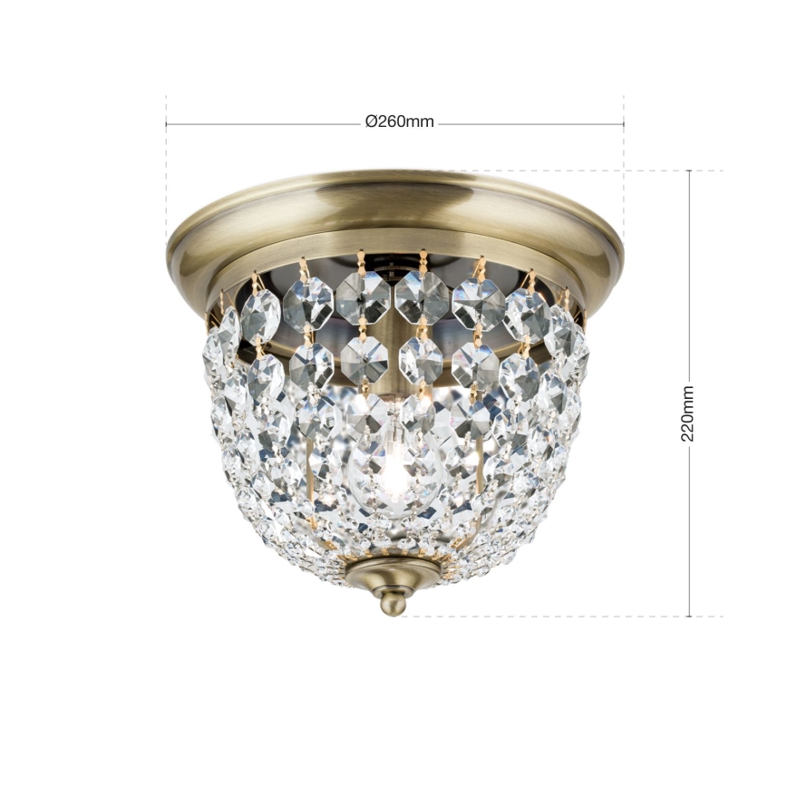 Kristallist laevalgusti PLAFOND 1xE27/40W/230V d. 26 cm pronks