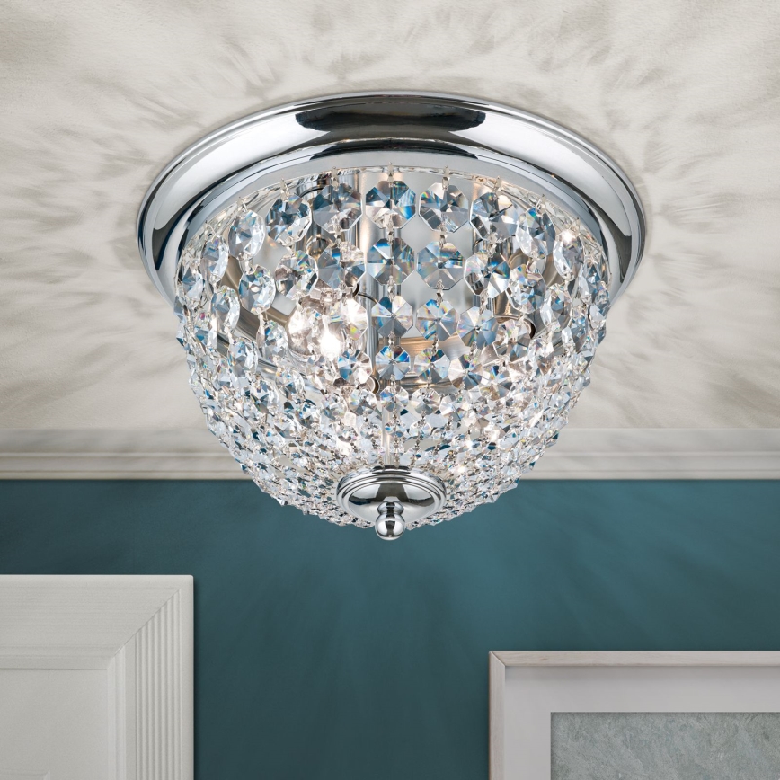 Kristallist laevalgusti PLAFOND 3xE27/40W/230V d. 35 cm läikiv kroom