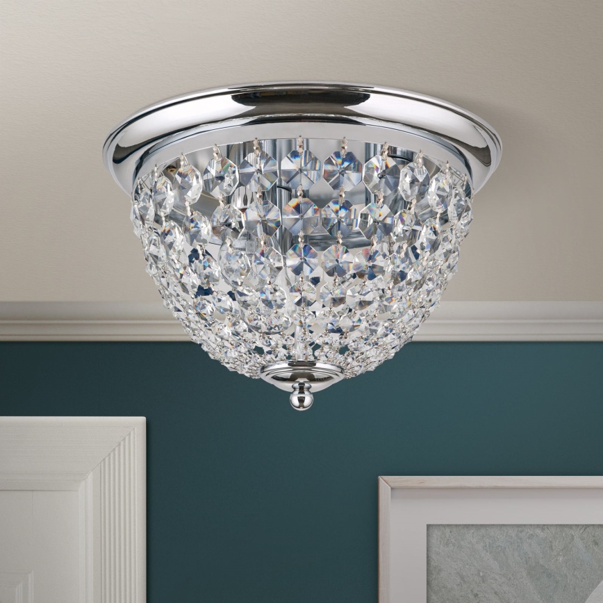 Kristallist laevalgusti PLAFOND 3xE27/40W/230V d. 35 cm läikiv kroom