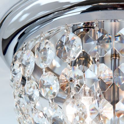 Kristallist laevalgusti PLAFOND 3xE27/40W/230V d. 35 cm läikiv kroom