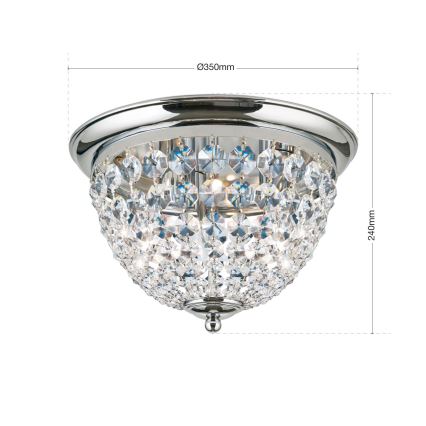 Kristallist laevalgusti PLAFOND 3xE27/40W/230V d. 35 cm läikiv kroom