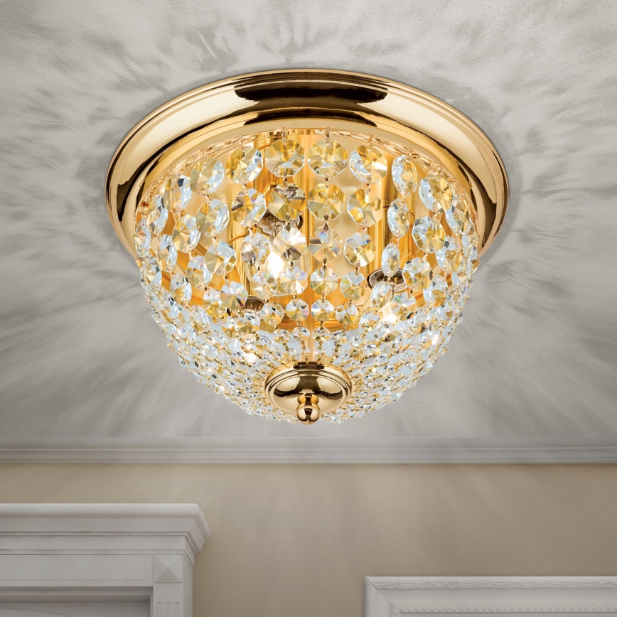 Kristallist laevalgusti PLAFOND 3xE27/40W/230V d. 35 cm kuldne