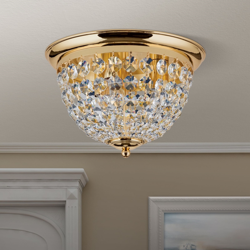 Kristallist laevalgusti PLAFOND 3xE27/40W/230V d. 35 cm kuldne