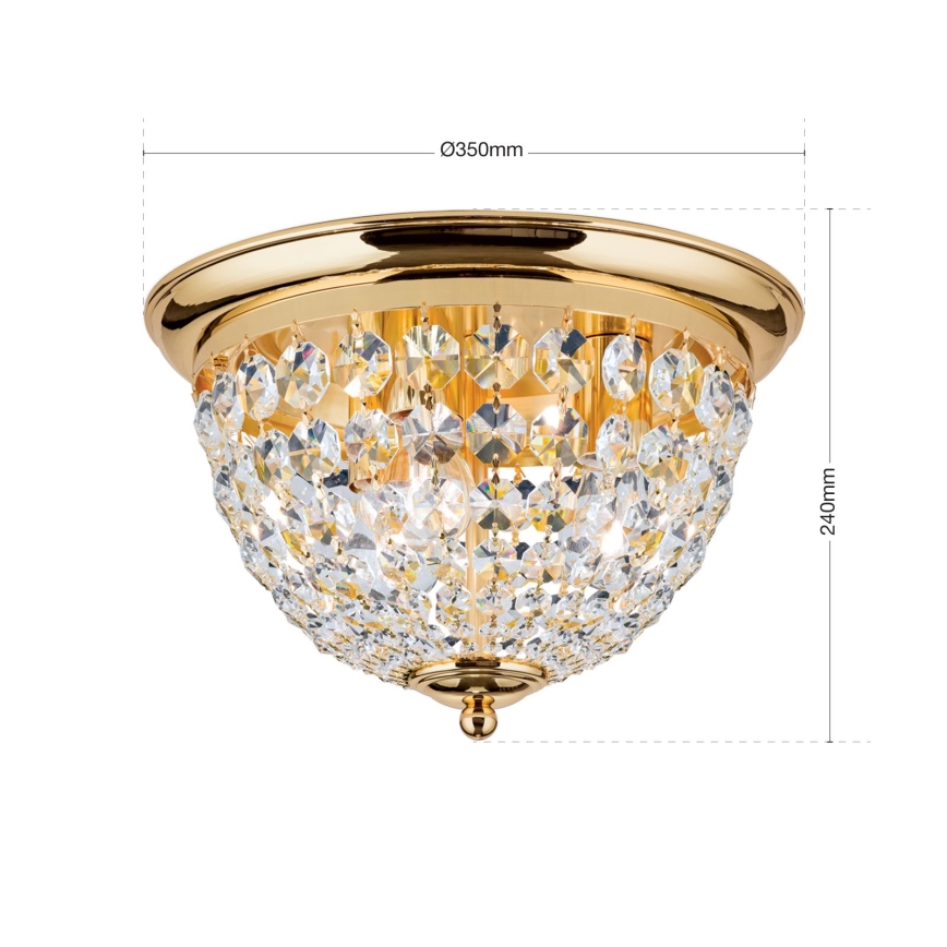 Kristallist laevalgusti PLAFOND 3xE27/40W/230V d. 35 cm kuldne