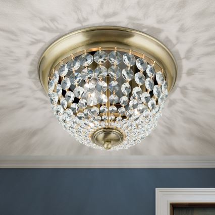 Kristallist laevalgusti PLAFOND 3xE27/40W/230V d. 35 cm pronks