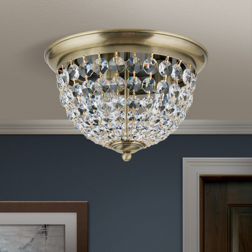 Kristallist laevalgusti PLAFOND 3xE27/40W/230V d. 35 cm pronks