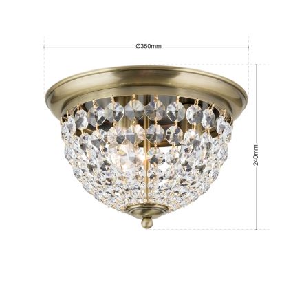 Kristallist laevalgusti PLAFOND 3xE27/40W/230V d. 35 cm pronks