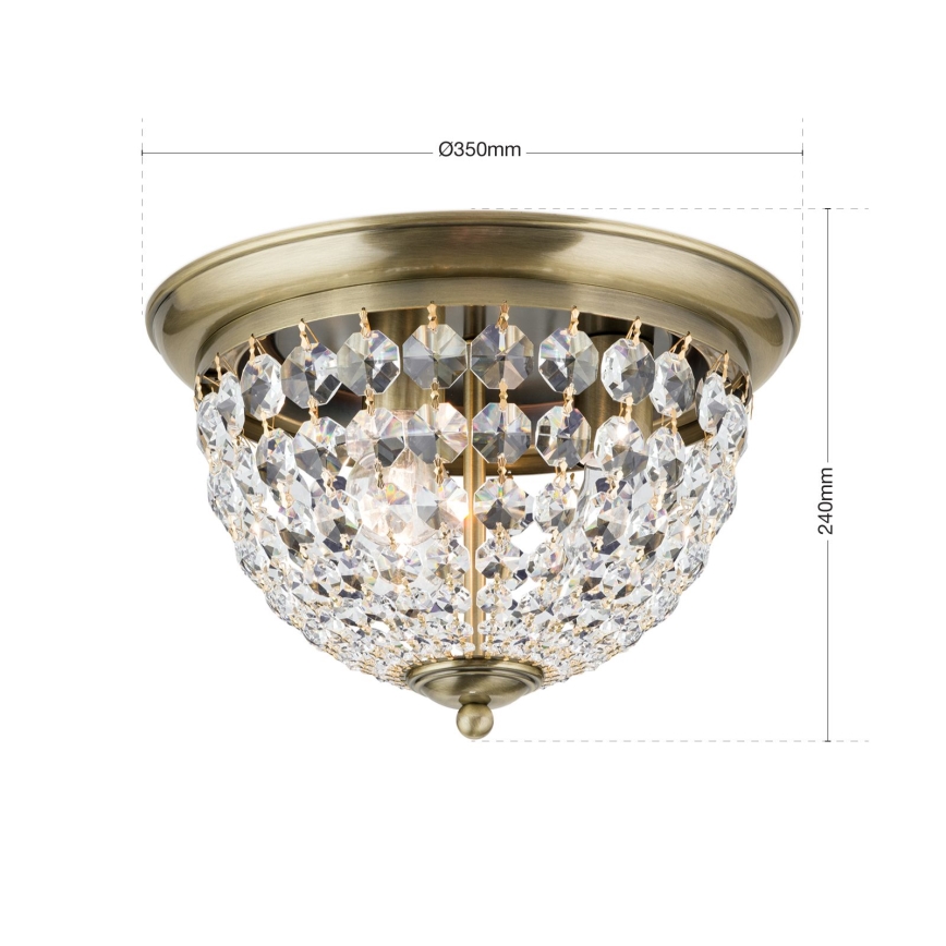 Kristallist laevalgusti PLAFOND 3xE27/40W/230V d. 35 cm pronks