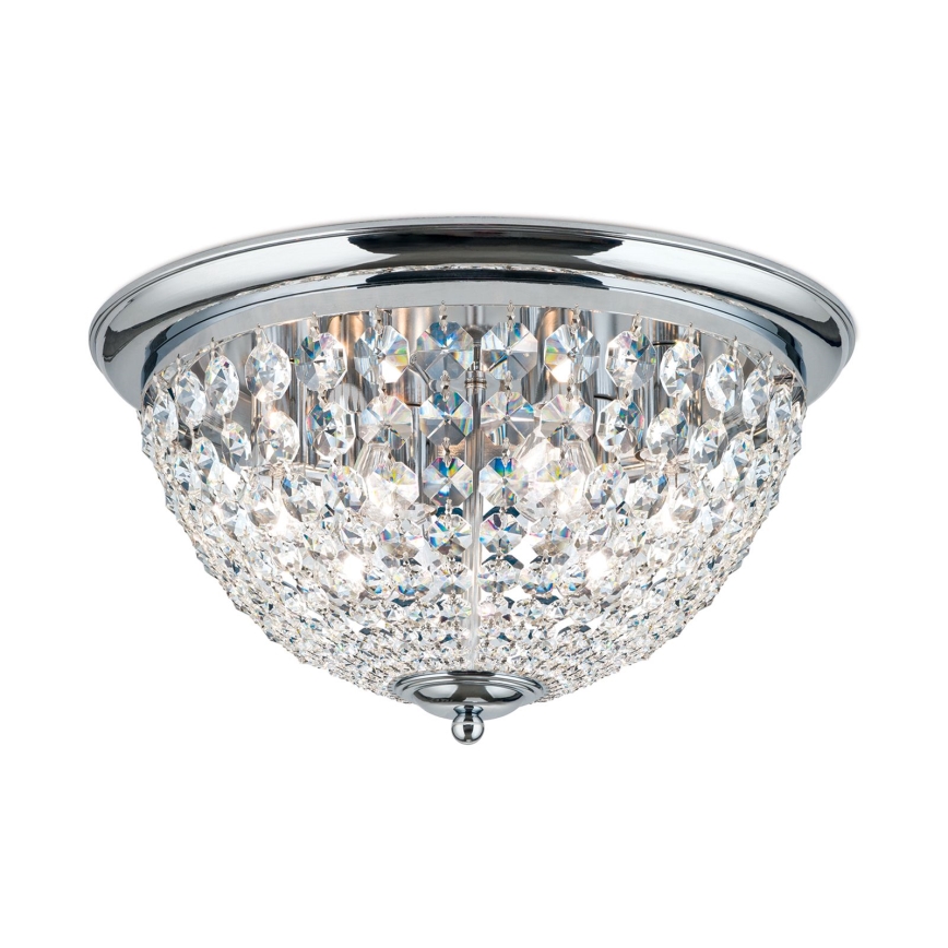 Kristallist laevalgusti PLAFOND 6xE27/40W/230V d. 47 cm läikiv kroom