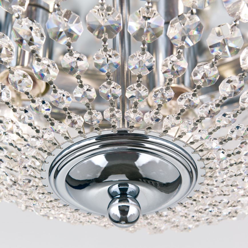 Kristallist laevalgusti PLAFOND 6xE27/40W/230V d. 47 cm läikiv kroom