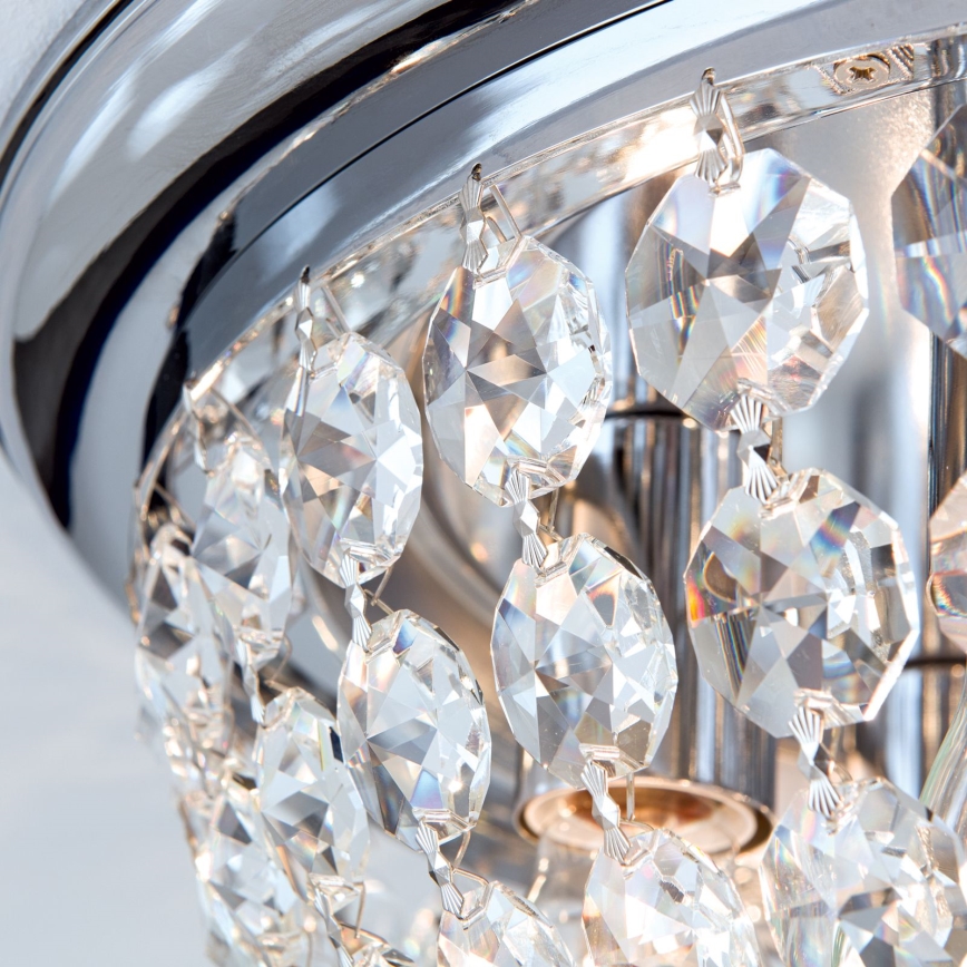 Kristallist laevalgusti PLAFOND 6xE27/40W/230V d. 47 cm läikiv kroom