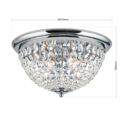 Kristallist laevalgusti PLAFOND 6xE27/40W/230V d. 47 cm läikiv kroom