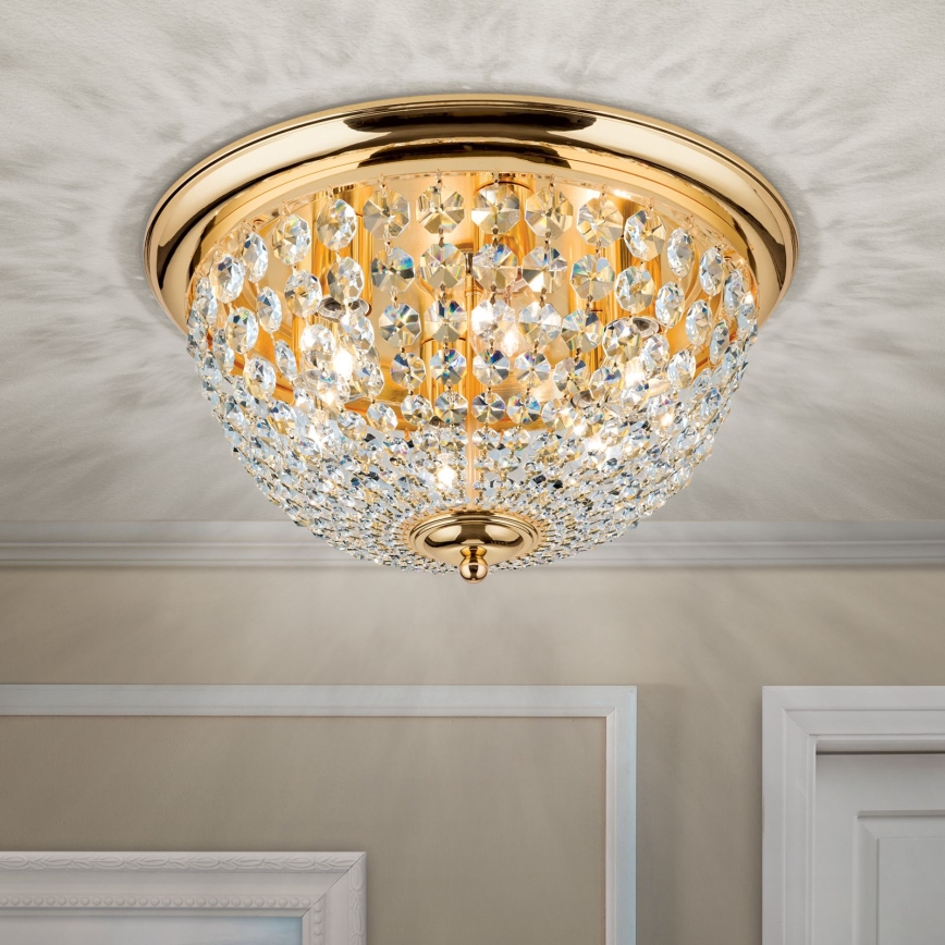 Kristallist laevalgusti PLAFOND 6xE27/40W/230V d. 47 cm kuldne