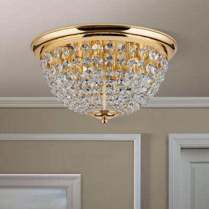 Kristallist laevalgusti PLAFOND 6xE27/40W/230V d. 47 cm kuldne