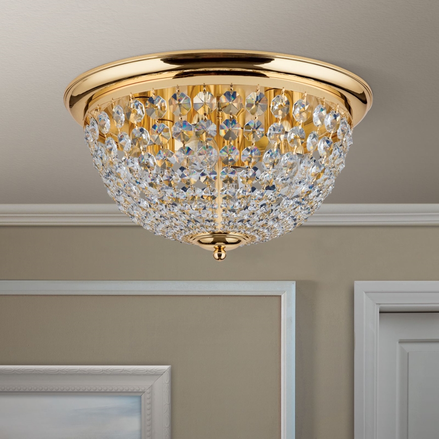 Kristallist laevalgusti PLAFOND 6xE27/40W/230V d. 47 cm kuldne