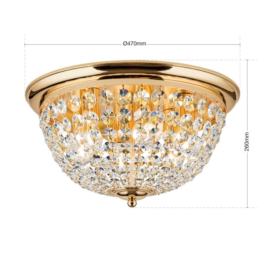 Kristallist laevalgusti PLAFOND 6xE27/40W/230V d. 47 cm kuldne