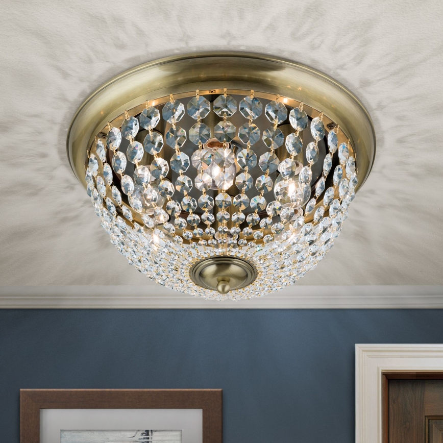 Kristallist laevalgusti PLAFOND 6xE27/40W/230V d. 47 cm pronks