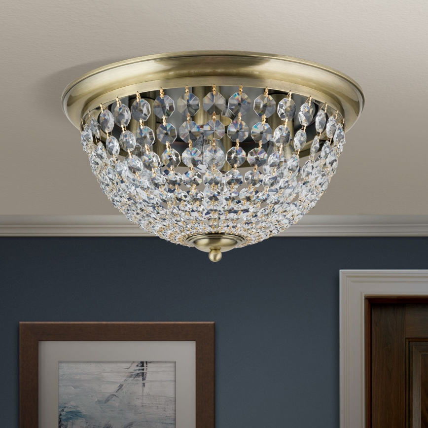 Kristallist laevalgusti PLAFOND 6xE27/40W/230V d. 47 cm pronks