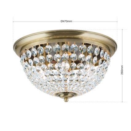 Kristallist laevalgusti PLAFOND 6xE27/40W/230V d. 47 cm pronks