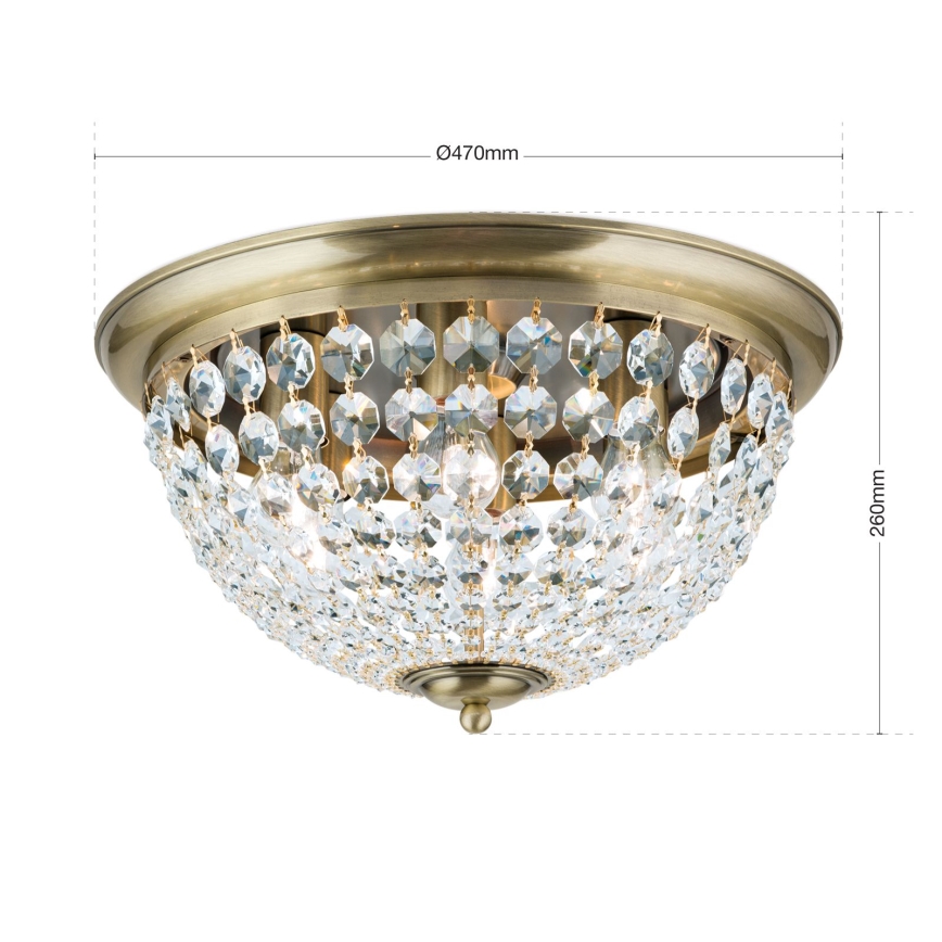 Kristallist laevalgusti PLAFOND 6xE27/40W/230V d. 47 cm pronks