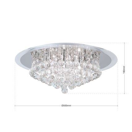 Kristallist laevalgusti GLORIA 6xG9/40W/230V d. 50 cm läbipaistev/läikiv kroom