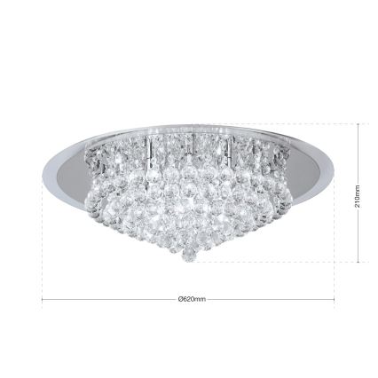 Kristallist laevalgusti GLORIA 9xG9/40W/230V d. 62 cm läbipaistev/läikiv kroom