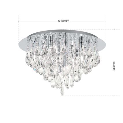 Kristallist laevalgusti CELESTE 6xG9/40W/230V d. 45 cm läikiv kroom