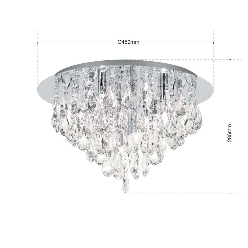 Kristallist laevalgusti CELESTE 6xG9/40W/230V d. 45 cm läikiv kroom