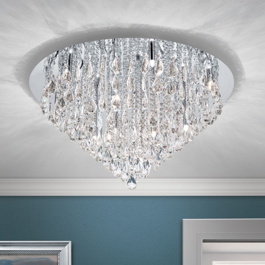Kristallist laevalgusti CELESTE 12xG9/40W/230V d. 75 cm läikiv kroom