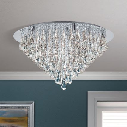 Kristallist laevalgusti CELESTE 12xG9/40W/230V d. 75 cm läikiv kroom