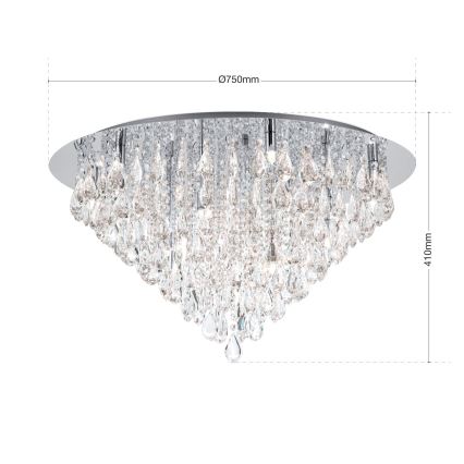 Kristallist laevalgusti CELESTE 12xG9/40W/230V d. 75 cm läikiv kroom