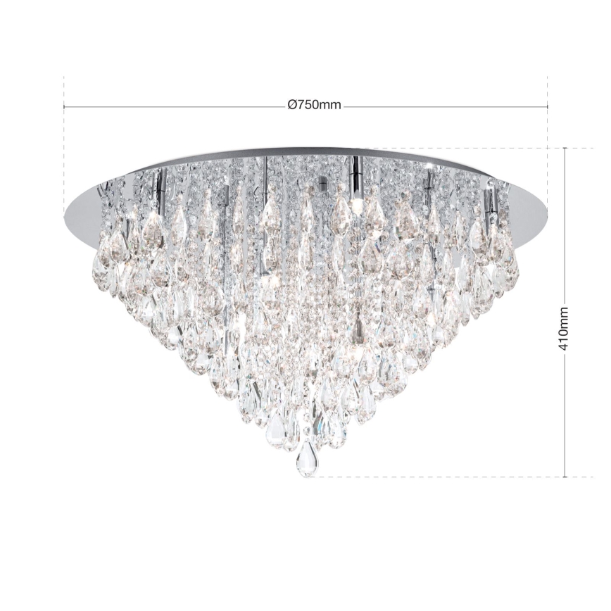 Kristallist laevalgusti CELESTE 12xG9/40W/230V d. 75 cm läikiv kroom