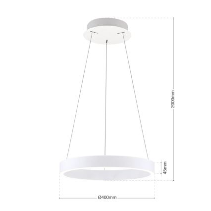 LED hämardatav kaabliga ripplühter KOLK LED/40W/230V 2700/3000/4000K läbimõõt 40 cm valge