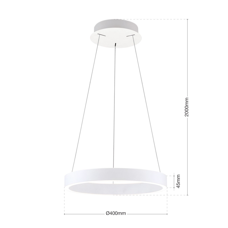 LED hämardatav kaabliga ripplühter KOLK LED/40W/230V 2700/3000/4000K läbimõõt 40 cm valge