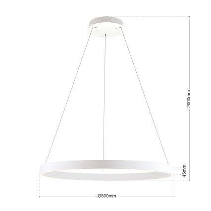 LED-hämardatav rippvalgusti kaabliga KOLK LED/80W/230V 2700/3000/4000K läbimõõt 80 cm valge
