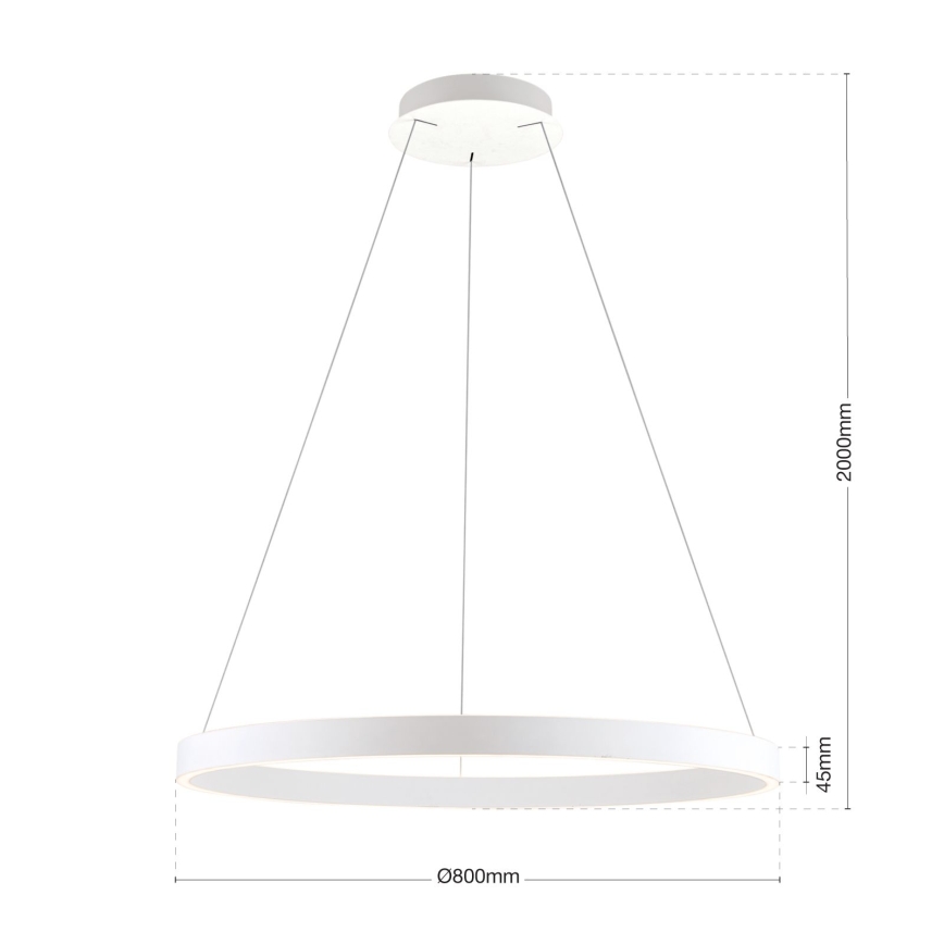 LED-hämardatav rippvalgusti kaabliga KOLK LED/80W/230V 2700/3000/4000K läbimõõt 80 cm valge