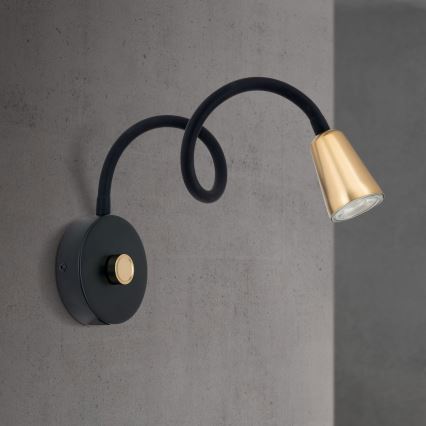 Hämardatav painduv seinavalgusti DOTTY 1xGU10/10W/230V must/messing