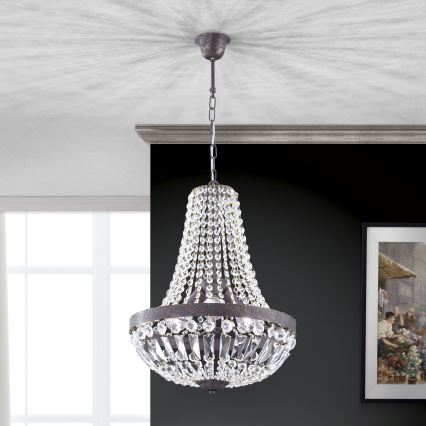 Kristall-lühter ARILA 3xE27/60W/230V d. 40 cm pruun/paatina