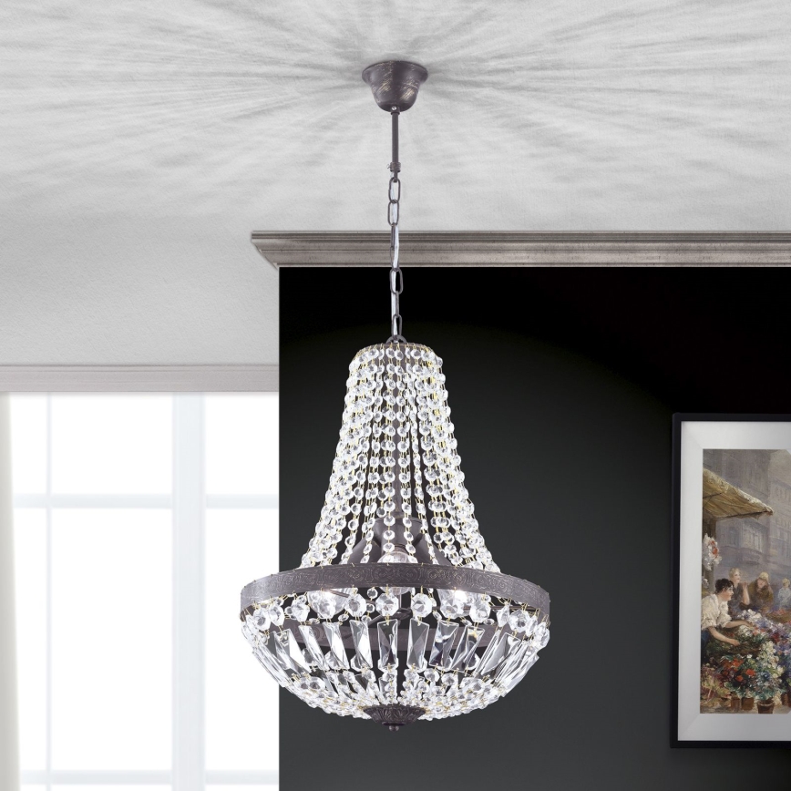 Kristall-lühter ARILA 3xE27/60W/230V d. 40 cm pruun/paatina