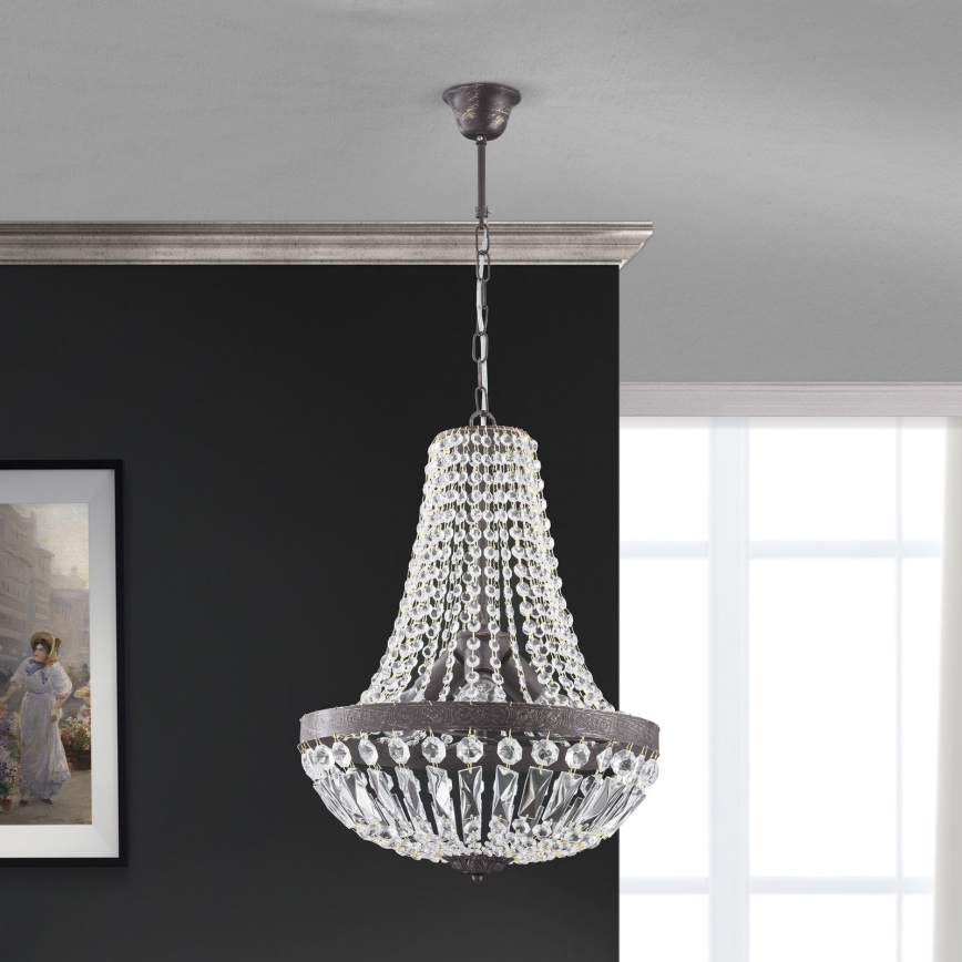 Kristall-lühter ARILA 3xE27/60W/230V d. 40 cm pruun/paatina