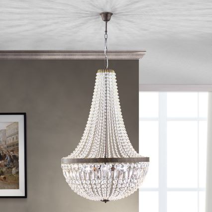 Kristall-lühter ARILA 6xE27/60W/230V d. 60 cm pruun/paatina