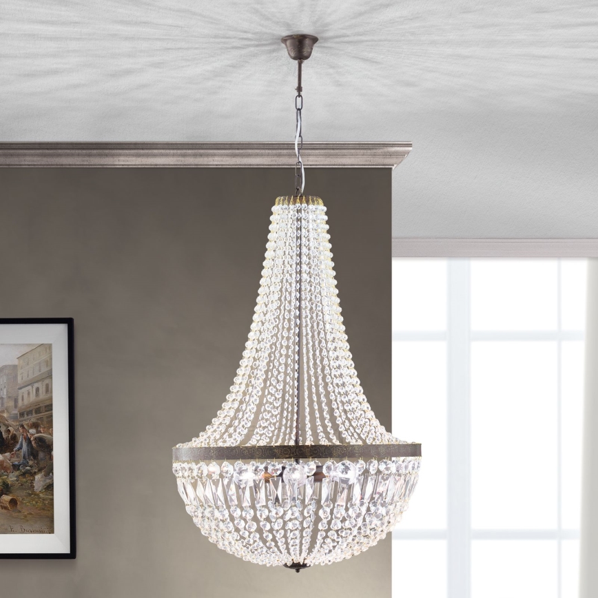 Kristall-lühter ARILA 6xE27/60W/230V d. 60 cm pruun/paatina