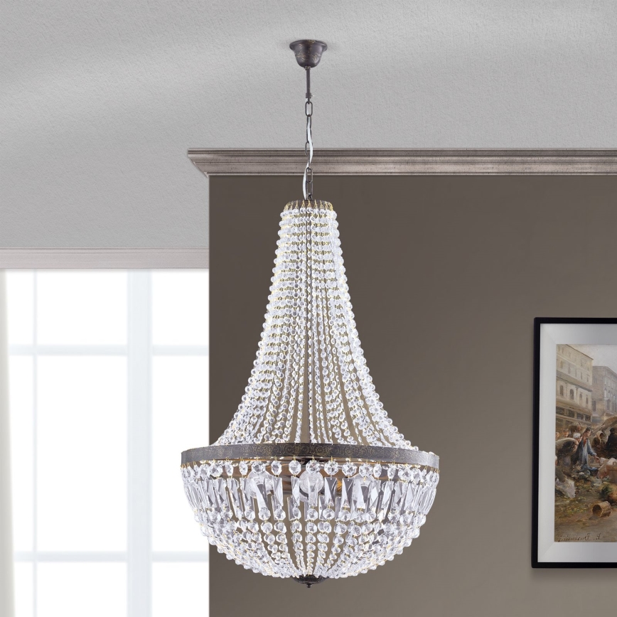 Kristall-lühter ARILA 6xE27/60W/230V d. 60 cm pruun/paatina
