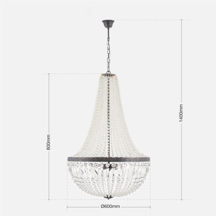 Kristall-lühter ARILA 6xE27/60W/230V d. 60 cm pruun/paatina