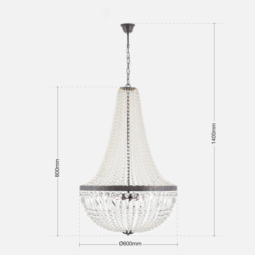 Kristall-lühter ARILA 6xE27/60W/230V d. 60 cm pruun/paatina
