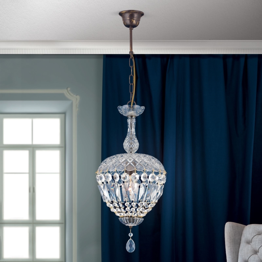 Kristall-lühter ARILA 1xE27/60W/230V d. 25 cm pruun/paatina
